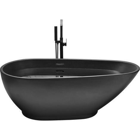 Baignoire en Acrylique Autoportante 1730 x 820 mm Mat Forme Ovale Noire Guiana