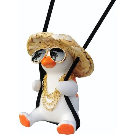 Adorno colgante para coche con forma de pato，colgador para espejo retrovisor con forma de pato (1/5)