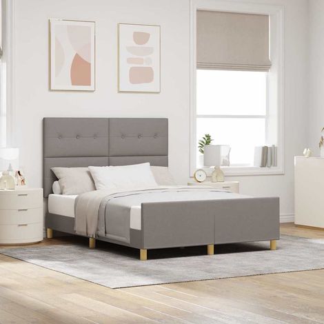vidaXL Bettgestell mit Kopfteil Taupe 140 x 190 cm Stoff (1/5)
