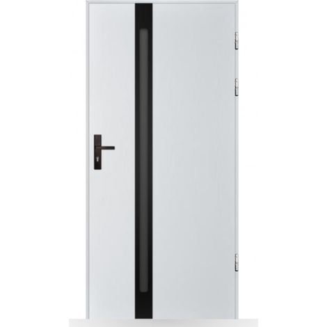 Porte d'entrée Pauline 80-90cm en acier - Couleur: Blanc - Poussant: Droit - Dimensions: 90 cm