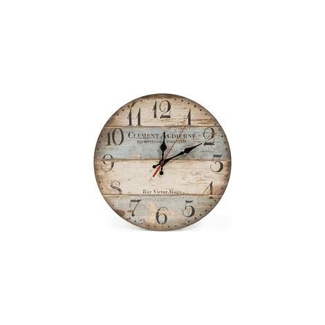 Horloge murale/horloge de cuisine en bois de 12 pouces/30 cm de style maison de campagne, silencieuse et sans tic-tac (Victor Hugo)