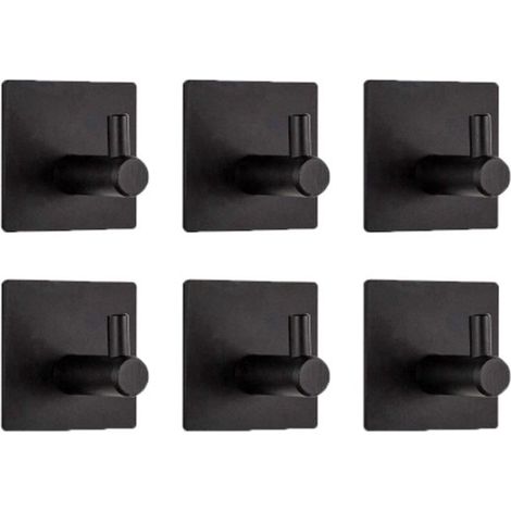 Juego de 6 ganchos para toallas - Ganchos metálicos sin clavos ni marcas para baño y cocina - Ganchos adhesivos de acero inoxidable para abrigos y sombreros - Montaje en pared sin taladro (1/3)