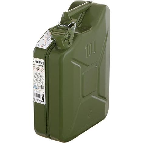 Bidon metallique vert de 10 litres homologue essence et carburant 0189/10c