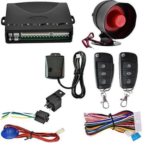 Auto-Sicherheitssystem mit Einbruchmeldeanlage, Diebstahlsicherung, Fernbedienung, Sirene und programmierbarem Kabelbaum (1/5)