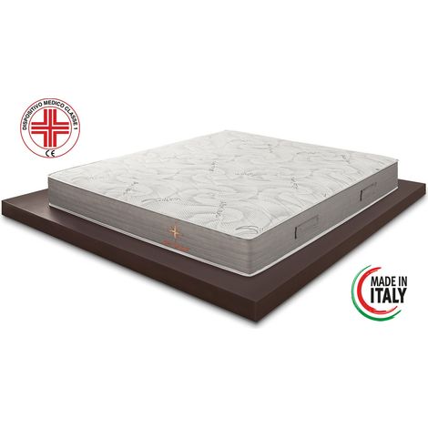 Materassimemory.eu - Materasso Piazza e mezza Memory LA ROSA DEI VENTI Misura 120x190 Alto 25 cm 7 zone di portanza differenziata Rivestimento ALOE VERA SILVER SFODERABILE con fascia 3D AIR detraibile (1/5)