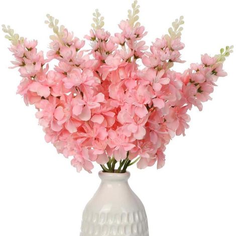 Künstliche Rittersporn Delphinium Rosa Dekoblumen 6er-Set (1/5)