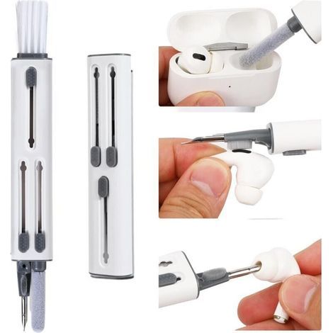 4-in-1 Keyboard Cleaning Kit, Multifunctional Cleaning Kit with Soft Brush for Charging Ports of Phones, Earphones, iPods, iPhones, iPads, and Laptops (White) (1/5)