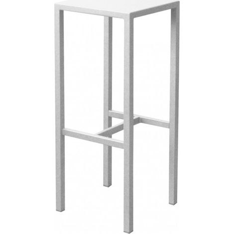 Sgabello alto fisso in metallo quadrato bianco 30x30xH75 cm