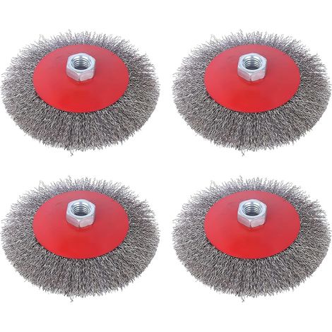 Set of 4 Wire Brush Angle Grinder: M14 Steel Brush Cordless Screwdriver 125mm Wire Brush Flex Pot Brush Drill for Metal and Stone for Cleaning, Descaling, De-rusting (1/5)