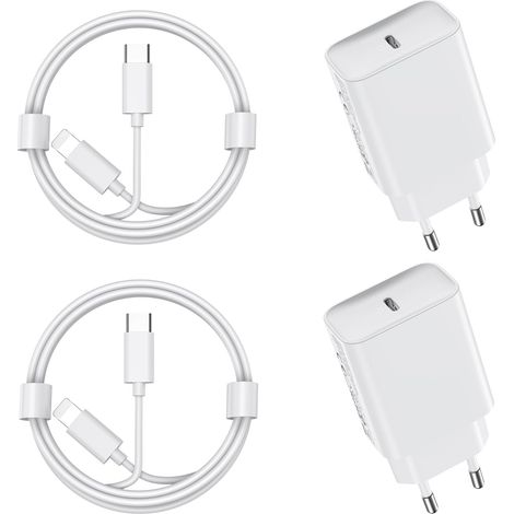 30W Chargeur USB C Rapide for iPhone 14/14/Pro/14 Pro Max/14 Plus/13 12 11 SE XR X XS 8, 2 Pack USBC Charger Prise Secteur Type C Alimentation Adaptateur et 2M Cable (1/5)