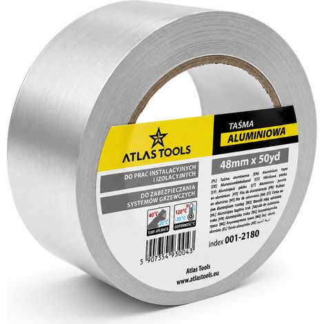 Atlas Tools Aluminium-HVAC-Klebeband für Lüftung, Klimaanlage und Heizung, 48 mm/50 yd