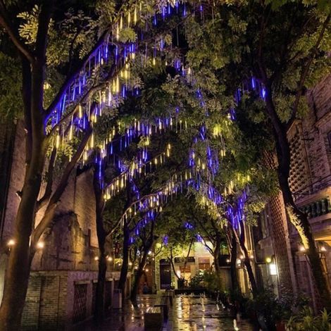 Guirlande solaire LED météores, guirlande lumineuse 8 lampes clignotantes, Tubes, décoration d'arbre de noël, 30cm [0C18E1D] (1/4)