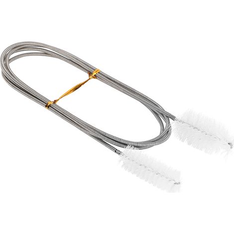 Brosse de nettoyage flexible pour tuyau, brosse à ressort pour pompe à filtre en acier inoxydable, brosse double embout (blanche) (1/5)