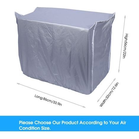 Außenabdeckung für Klimaanlagen, silberne Polyester-Universalabdeckung für Standard-Klimaanlagen, staubdicht und schneesicher (86 x 32 x 56 cm) (1/4)