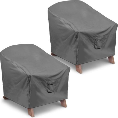 Housses de chaise Adirondack Housse de chaise de terrasse robuste Housse imperméable pour meubles de terrasse de pelouse extérieure Standard - Lot de 2 Gris
