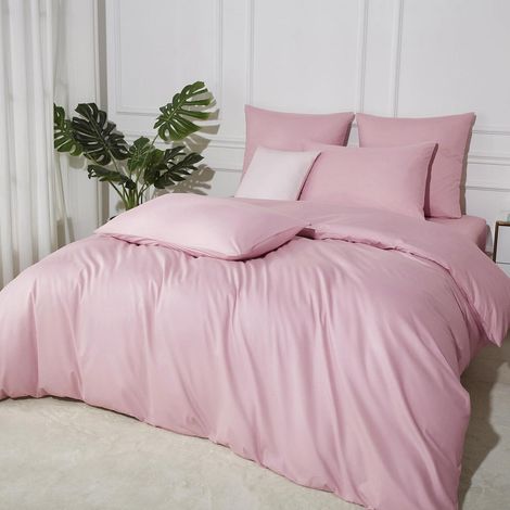 Bettwäsche-Set 155x220 cm Baumwolle Rosa 3-teilig mit Reißverschluss
