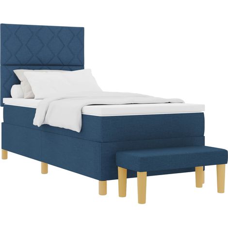 Maison Exclusive - Lit à ressorts avec tête de lit Bleu 200 x 100 cm tissu (1/5)