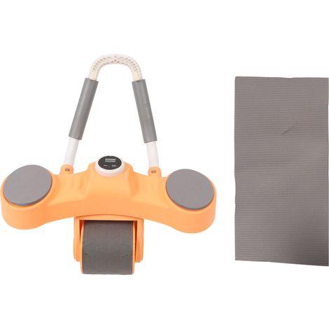 Roulette abdominale double tour automatique avec retour élastique, support coude et porte-téléphone, orange, pour hommes et femmes. (1/5)