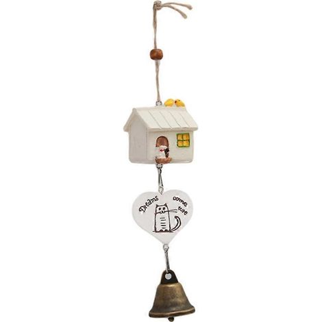 Nichoir Cage Carillon Éolien Mignon Dessin Animé Champêtre Ornement Suspendu Artisanat Décoration Maison Jardin Résine Blanche (1/5)