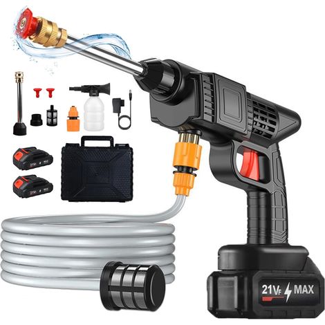 Lave-linge sans fil 21 V avec 2 batteries et tuyau de 5 mètres, machine à laver électrique portable, outil de lavage à jet avec buse réglable (1/5)