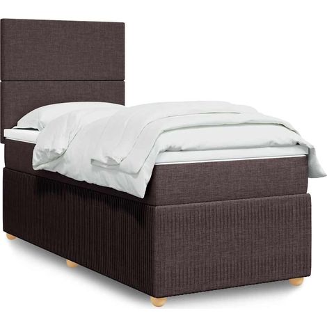 Boxspringbett mit Matratze Dunkelbraun 80x200 cm Stoff