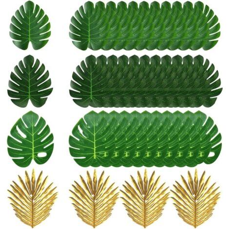 BUNTHAUS 40 Pièces Feuilles de Palmier Artificielles Plantes Artificielles Feuilles de Monstera Tropical Décoration de Feuille de Palmier Décoration de Fête Tropicale Jungle Fournitures Décoration de (1/5)