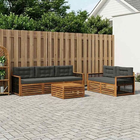 vidaXL Outdoor-Sofagarnitur mit Kissen 6 pcs Natur und Anthrazit (1/5)