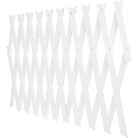 Treillis pour Plantes Grimpantes Bois Extensible – Fixation Murale Intérieure et Extérieure – Panneau H44 Blanc Télescopique – Clôture de Jardin Réglable Adaptable (1/5)