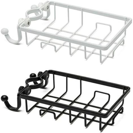 Cuisine Robinet Éponge Éponge Savon Vidange Tissu Boîte De Rangement Savon Sèche-Serviettes  Étagère Bouchon(2Pcs,Blanc et Noir)