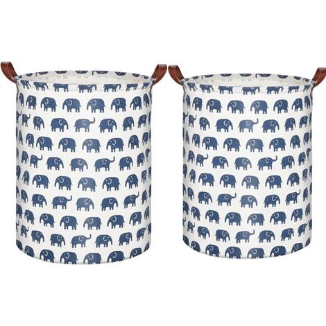 (2 Pièces)Panier à Linge Pliable Avec Anse, Grand Panier Rangement 63L, Tissue Imperméable Corbeille a Linge Pour Enfants, Organiser Chambr - Éléphant (1/4)