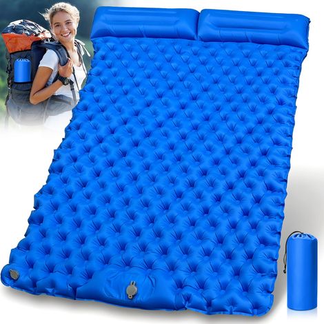 Tapis de sol double pour le camping, tapis de sol gonflable double avec pompe à pied intégrée, tapis de sol portable, idéal pour la randonnée, les voyages, le camping et le sous-sol. (1/5)