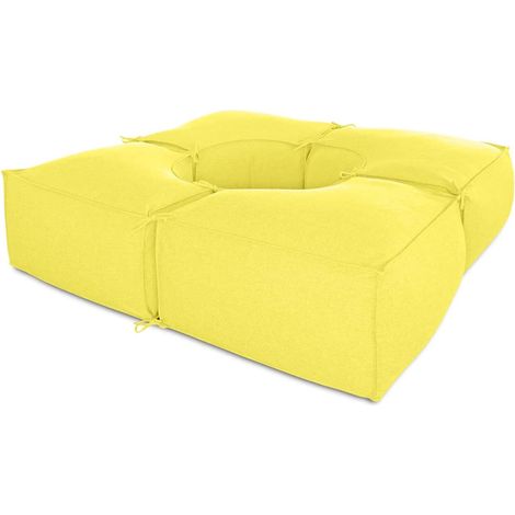 EVERGREENWEB Salotto da giardino Elegante, Tessuto di alta Qualit… Idrorepellente e sfoderabile - Pouf da esterno giardino, Outdoor & Indoor- Puff divano 4 pezzi 200x200 cm, Made in Italy GIALLO (1/5)