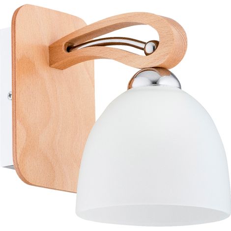 Applique murale bois clair verre blanc E27 Alfa Gracja (1/2)