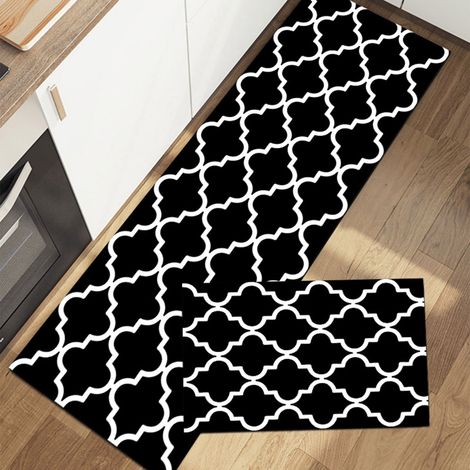 Tapis De Cuisine - Antidérapant - Absorbant - Pour Salle De Bain Porte - Balcon Fenêtre - 120 X 45 Cm - Noir (1/5)