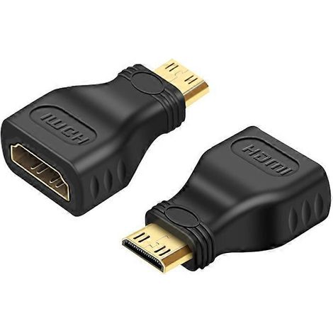 Adaptateur mini HDMI mâle vers HDMI 19 broches femelle plaqué or (noir) (1/4)