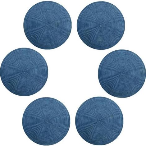 Lot de 6 Sets de table,Rond,Tissé à la main,Anti-dérapant,Lavable,Cuisine,Salle à manger (1/3)
