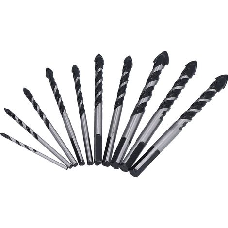 10 Forets à Percussion en Carbure pour Béton et Briques, Coffret de Rangement Inclus - Idéal pour Maçonnerie et Travaux Industriels (1/5)