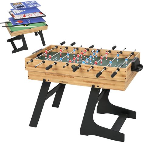 Table multijeux 13 en 1 pliable baby-foot billard enfants adultes noyer clair 120 x 106 x 82 cm