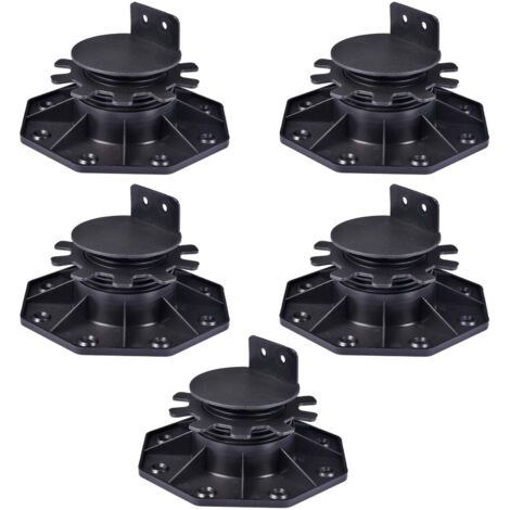 Lot de 5 bases décoratives - réglables en hauteur de 30 à 60 mm - en plastique - adaptées aux terrasses, sous-structures et panneaux de terrasse