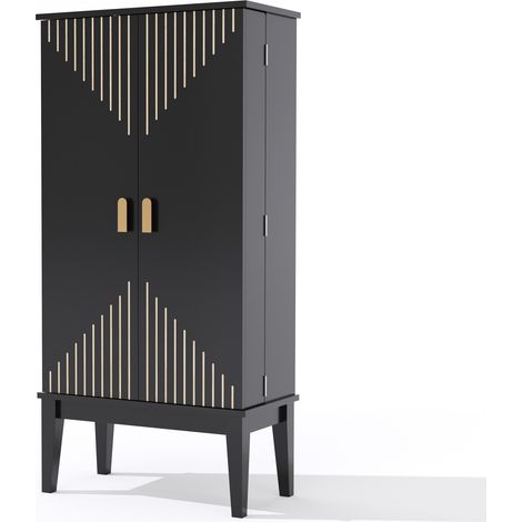 Aparador de cocina 120x59x30 cm con 2 puertas y estantes MDF negro HOMVRA (1/5)
