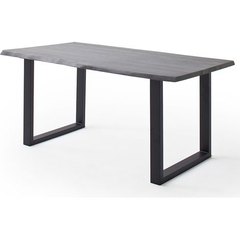 Esszimmer Tisch 180x100 cm, Akazie massiv, grau sandgestrahlt - COSENZA-06 (1/3)