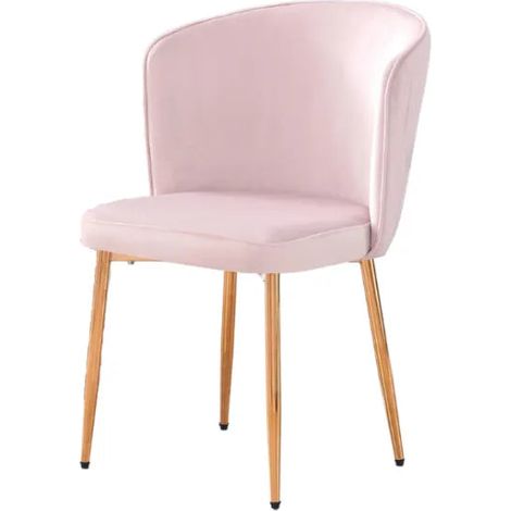 Lot de 4 chaises moderne DIANA gold velours rose (1/5)