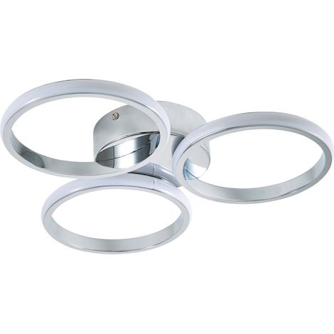 Litecraft Cleo Ceiling Light 3 Ring Bathroom Flush Fitting - Polished Chrome