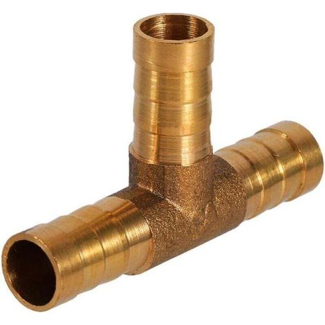 Raccord en laiton de tuyau de carburant de manière à 3 voies en T pour tuyau de gaz à air comprimé(10mm) (1/4)