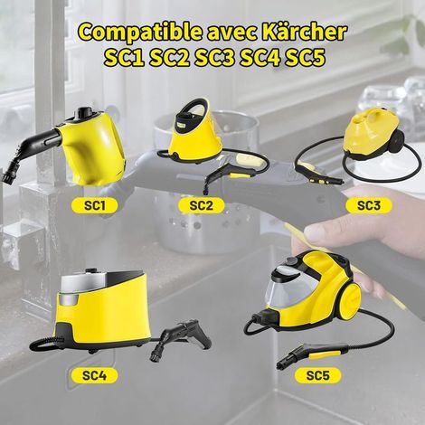 Set di accessori da 9 pezzi per pulitori a vapore, compatibile con Kärcher SC1, SC2, SC3, SC4 e SC5, composto da spazzole per la pulizia a vapore, ugello e panno per la pulizia. (1/5)