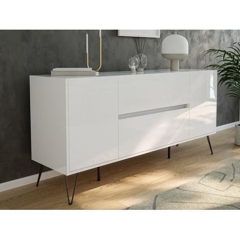 Raumwunder Sideboard Kommode Taran 155cm 2 SoftClose 2 Türen Weiß hochglanz (1/5)