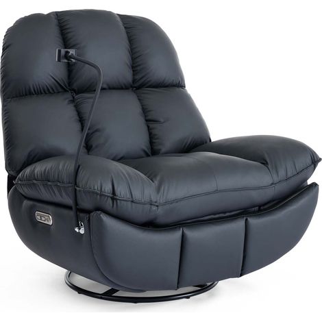 Chicago Swivel & Rocker Auto Recliner Chair Black (1/5)