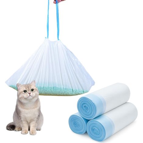 Katzenstreubeutel – 60er-Pack – Strapazierfähiges Material – Mit Kordelzug – Für selbstreinigende und Standard-Katzentoiletten – 58 x 35 cm (1/5)