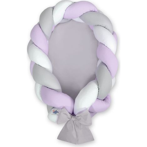 Capullo trenzado para bebé 2 en 1: blanco, morado y gris (1/2)