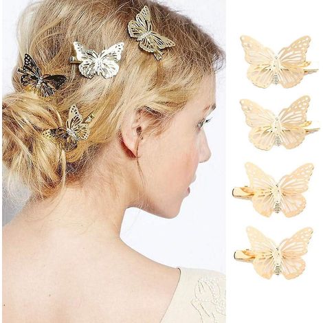 Lot De 4 Pinces Cheveux Papillon Dores Barrettes Cheveux Accessoires Pour Cheveux Pour Femmes Et Filles (1/5)